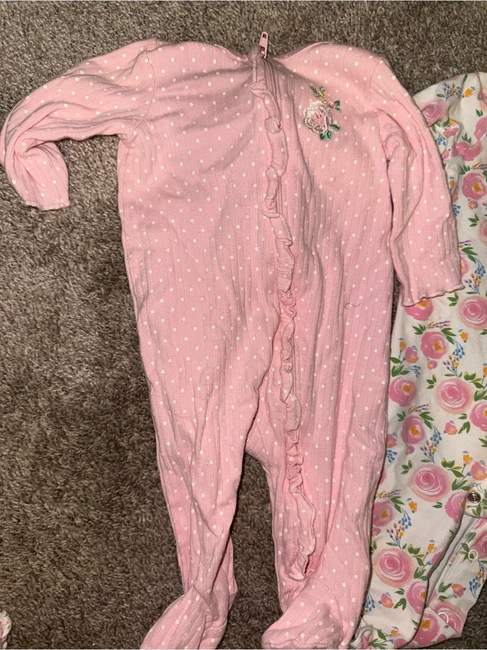Floral & Pink Baby Footed One-Pieces (Set of 4)